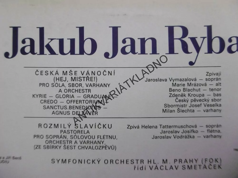 JAK JAN RYBA, ČESKÁ MŠE VÁNOČNÍ, KOLEDY