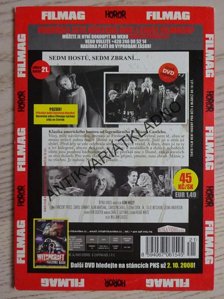 DŮM HRŮZY, DVD FILM HOROR