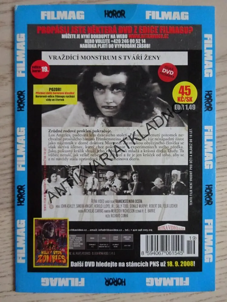 FRANKENSTEINOVA DCERA, DVD FILM HOROR