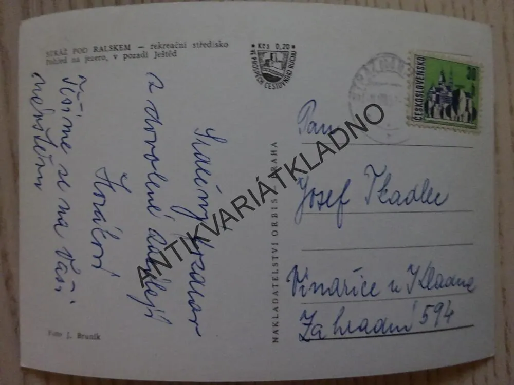 STRÁŽ POD RALSKEM, POHLED NA JEZERO, V POZADÍ JEŠTĚD, OKRES ČESKÁ LÍPA, 1957
