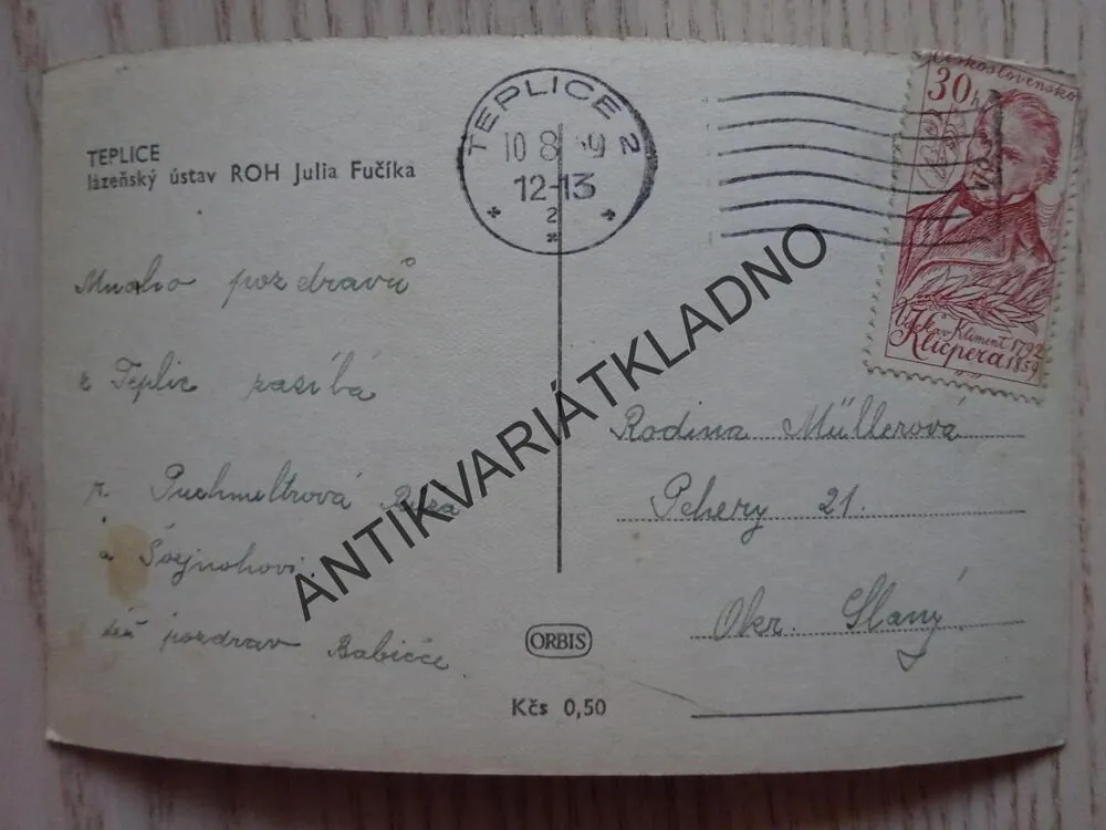 TEPLICE, LÁZEŇSKÝ ÚSTAV ROH JULIA FUČÍKA, 1959