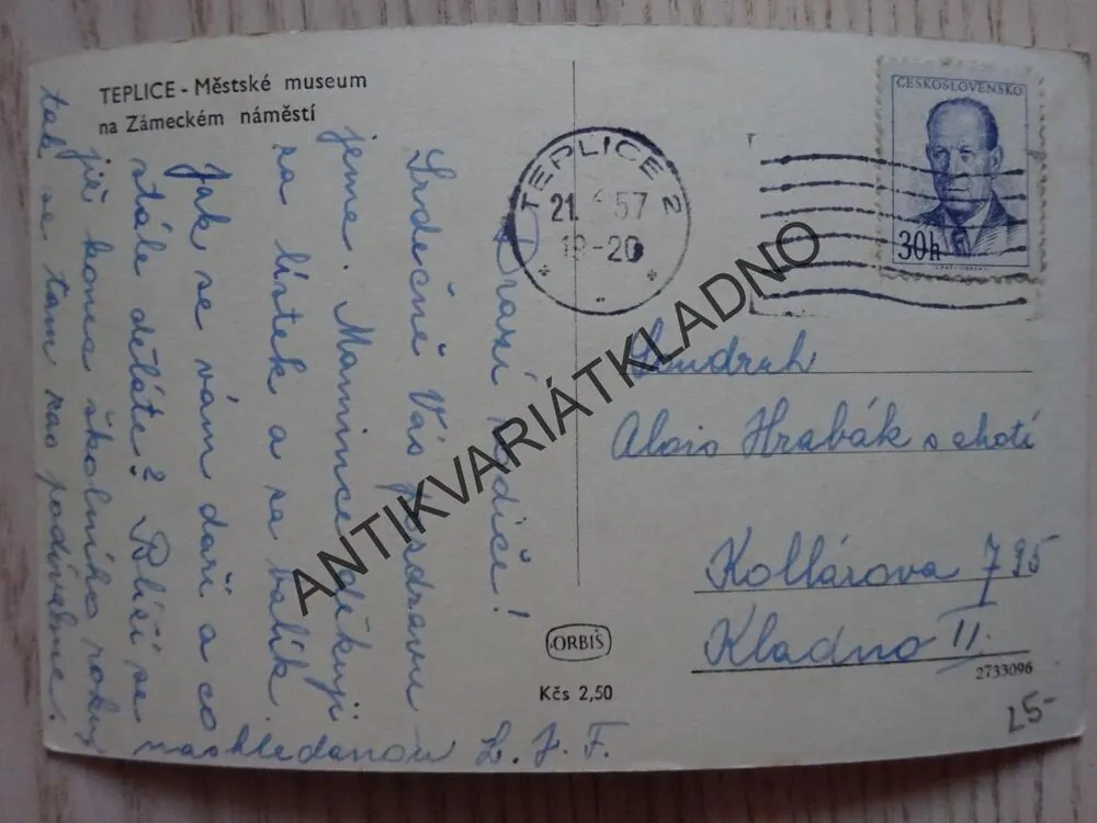 TEPLICE, MĚSTSKÉ MUZEUM, ZÁMECKÉ NÁMĚSTÍ, 1957