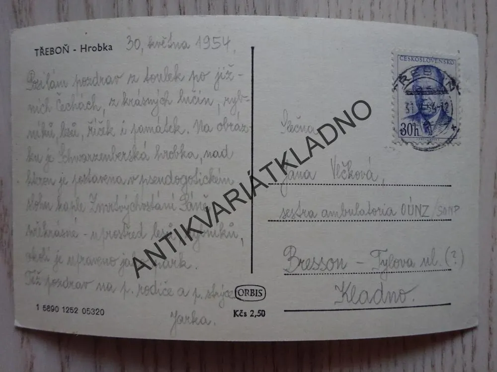 TŘEBOŇ, HROBKA, 1954, OKRES JINDŘICHŮV HRADEC