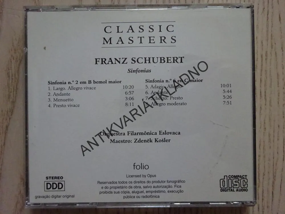 CLASSIC MASTERS, FRANZ SCHUBERT, CD HUDBA