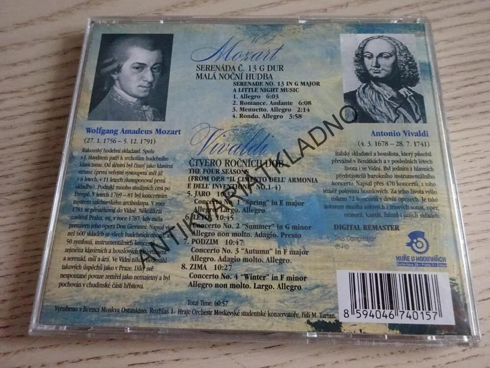 W. A. MOZART, MALÁ NOČNÍ HUDBA, A. VIVALDI, ČTVERO ROČNÍCH OBDOBÍ, CD HUDBA