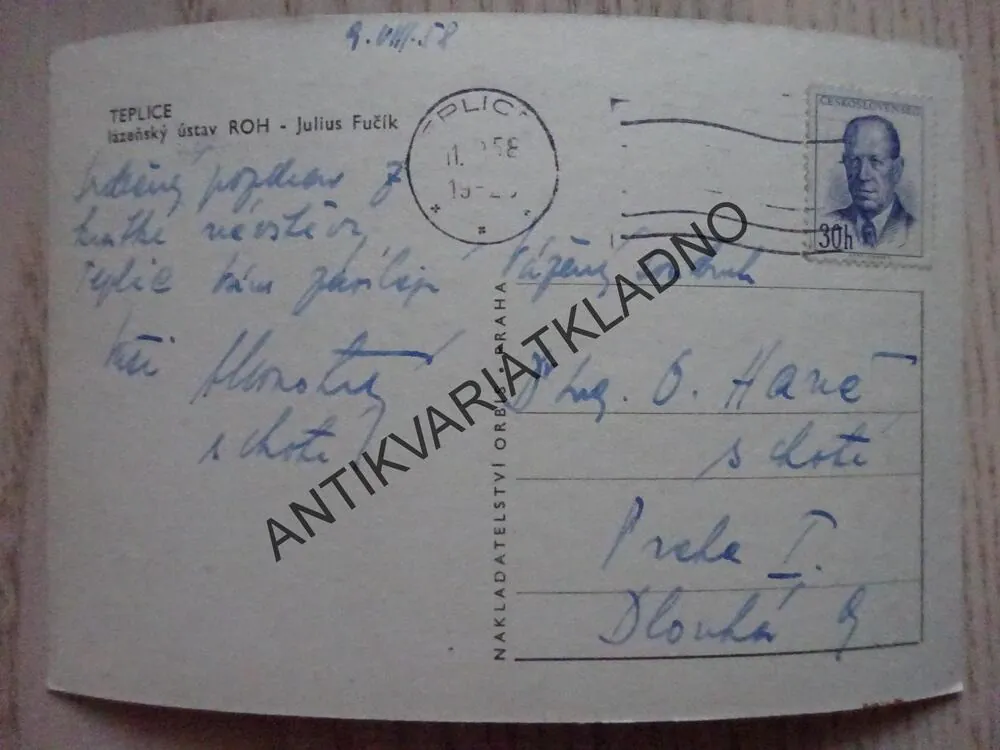 TEPLICE, LÁZEŇSKÝ DŮM JULIUS FUČÍK, 1958