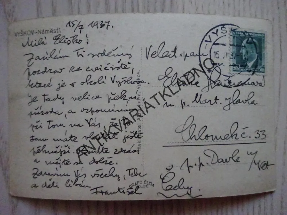 VYŠKOV, NÁMĚSTÍ, 1937