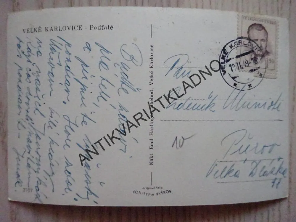 VELKÉ KARLOVICE, PODŤATÉ, 1949, OKRES VSETÍN