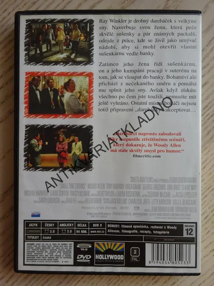DAREBÁČCI, WOODY ALLEN, ULLMAN, HUGH GRANT, DVD FILM
