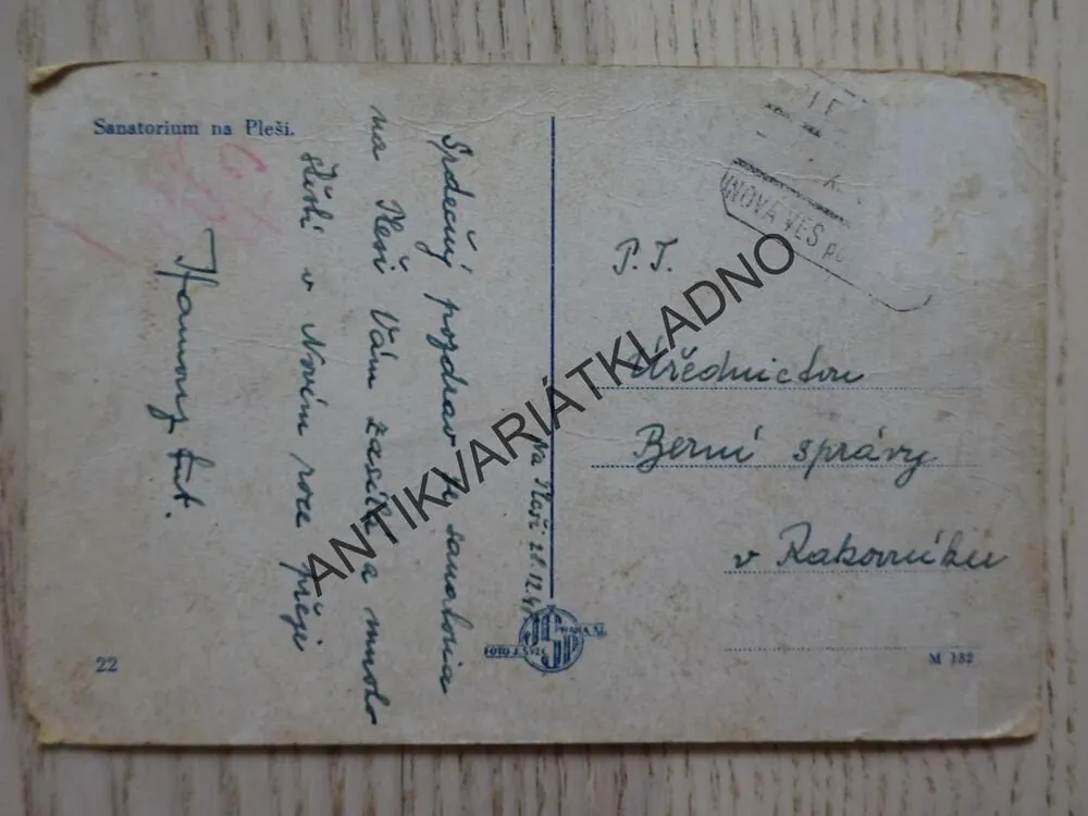 SANATORIUM NA PLEŠI, 1948, NOVÁ VES POD PLEŠÍ, OKRES PŘÍBRAM