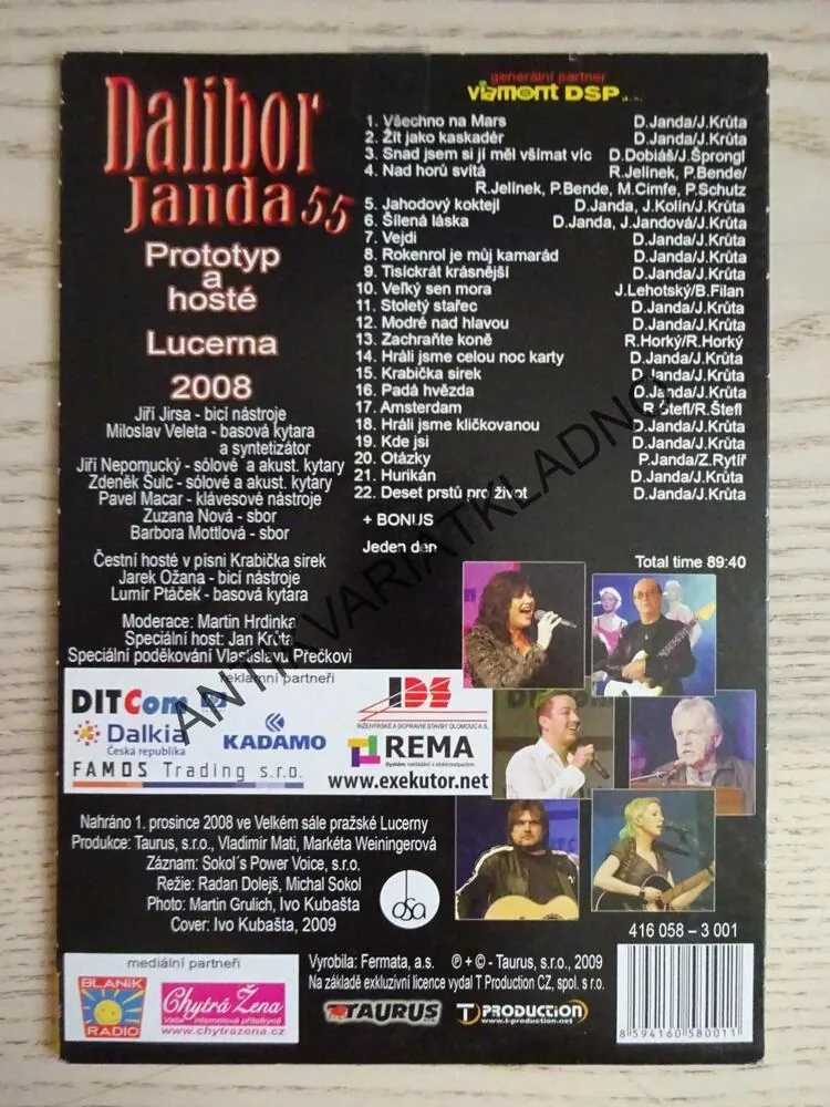 DALIBOR JANDA 55, PROTOTYP A HOSTÉ, LUCERNA 2008, DVD HUDBA
