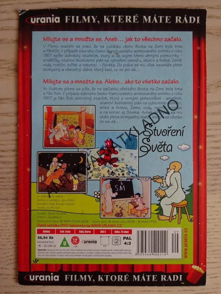 STVOŘENÍ SVĚTA, DVD FILM 