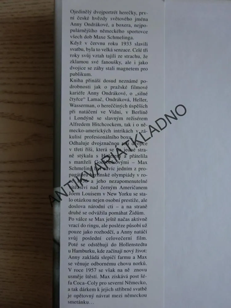 ANNY ONDRÁKOVÁ A MAX SCHMELING, **an
