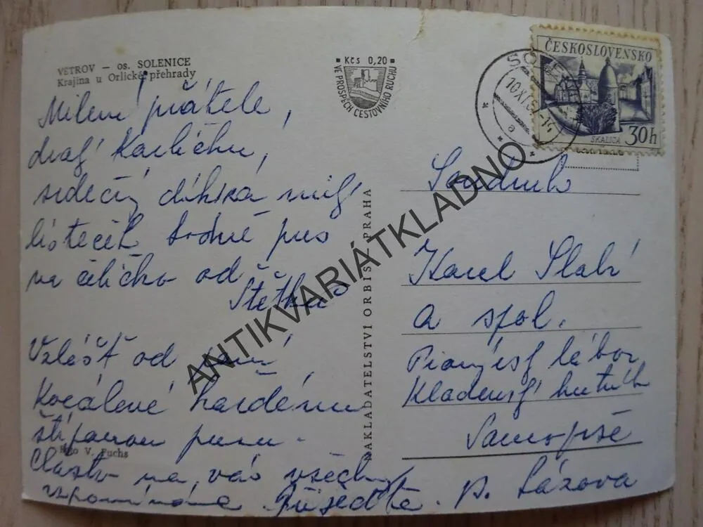 VĚTROV, SOLENICE, ORLICKÁ PŘEHRADA, OKRES PŘÍBRAM