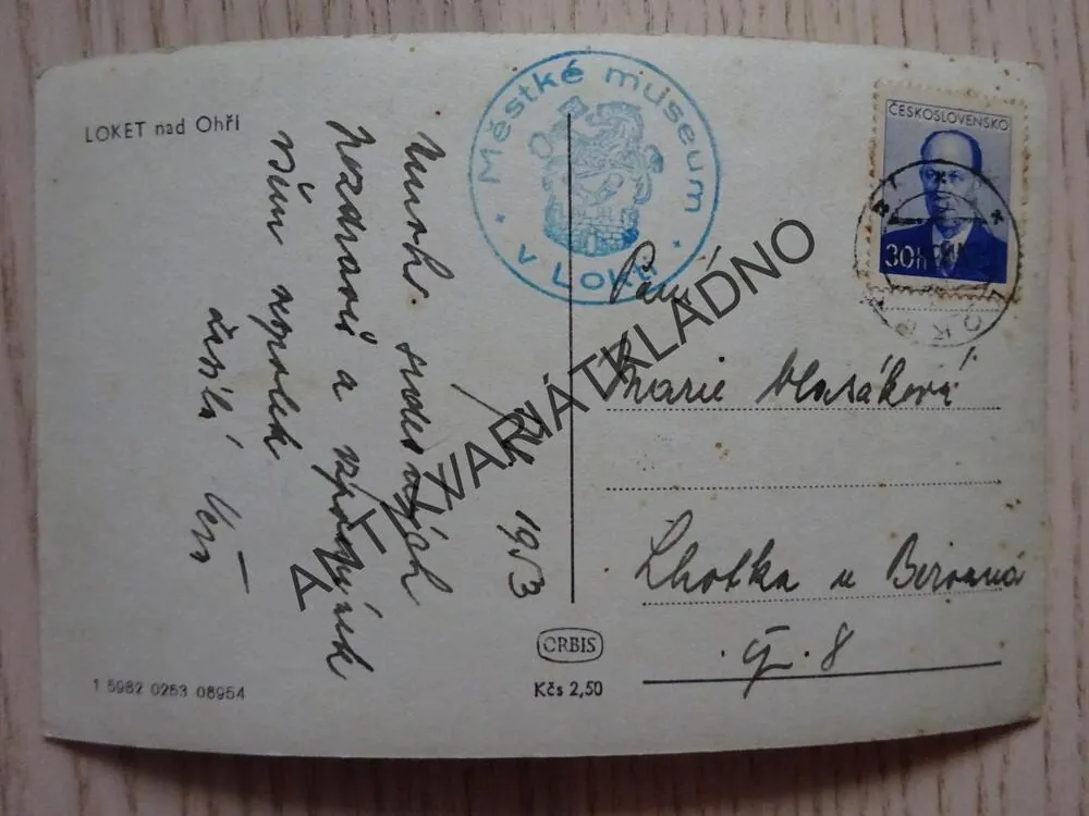 LOKET NAD OHŘÍ, 1953, OKRES SOKOLOV