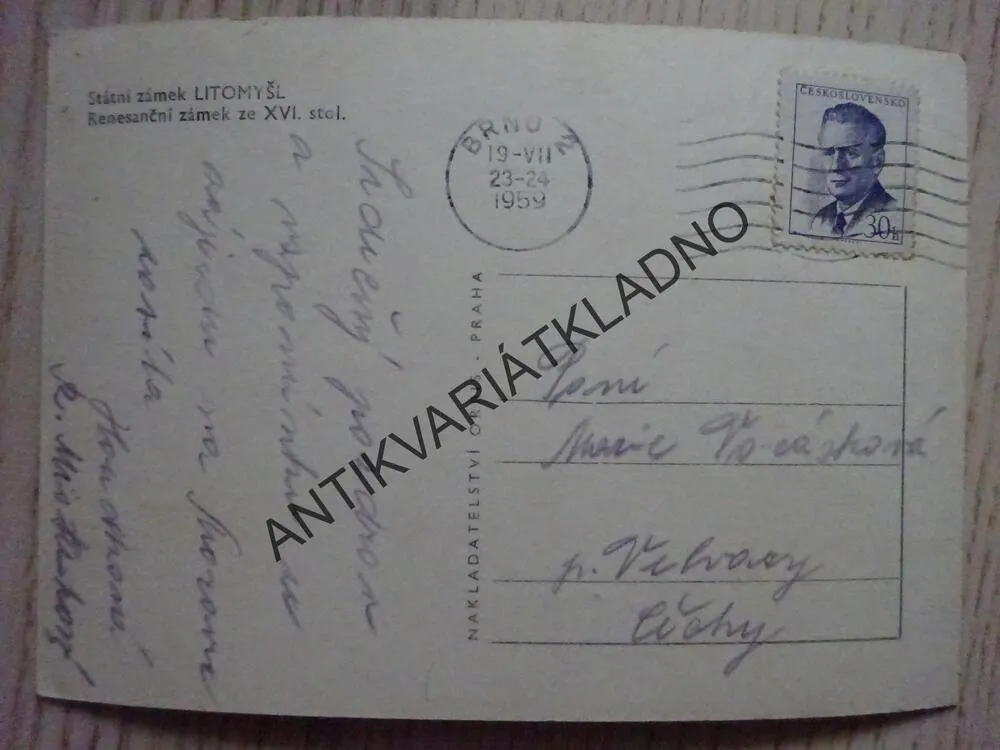 STÁTNÍ ZÁMEK LITOMYŠL, 1959, OKRES SVITAVY