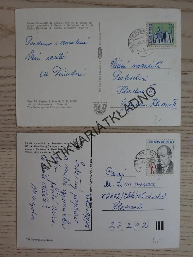 BENEŠOVSKO, ZÁMEK KONOPIŠTĚ, HRAD ČESKÝ ŠTERNBERK, LOUŇOVICE POD BLANÍKEM, NOVÁ ŽIVOHOŠŤ, VOTICE, ZÁMEK VLAŠIM, ZÁMEK JEMNIŠTĚ, ZÁMEK VRCHOTOVY JANOVICE, BENEŠOV, 2 KUSY