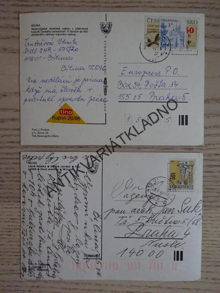 BÍLINA, LÁZNĚ KYSELKA, MINIGOLF, KOUPALIŠTĚ, OKRES TEPLICE, OKRES JIČÍN, 2 KUSY