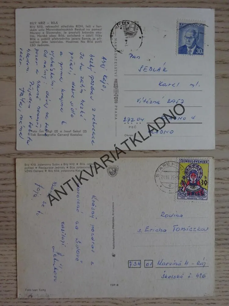 BÍLÁ, BÍLÝ KŘÍŽ, MORAVSKOSLEZSKÉ BESKYDY, OKRES FRÝDEK-MÍSTEK, 2 KUSY