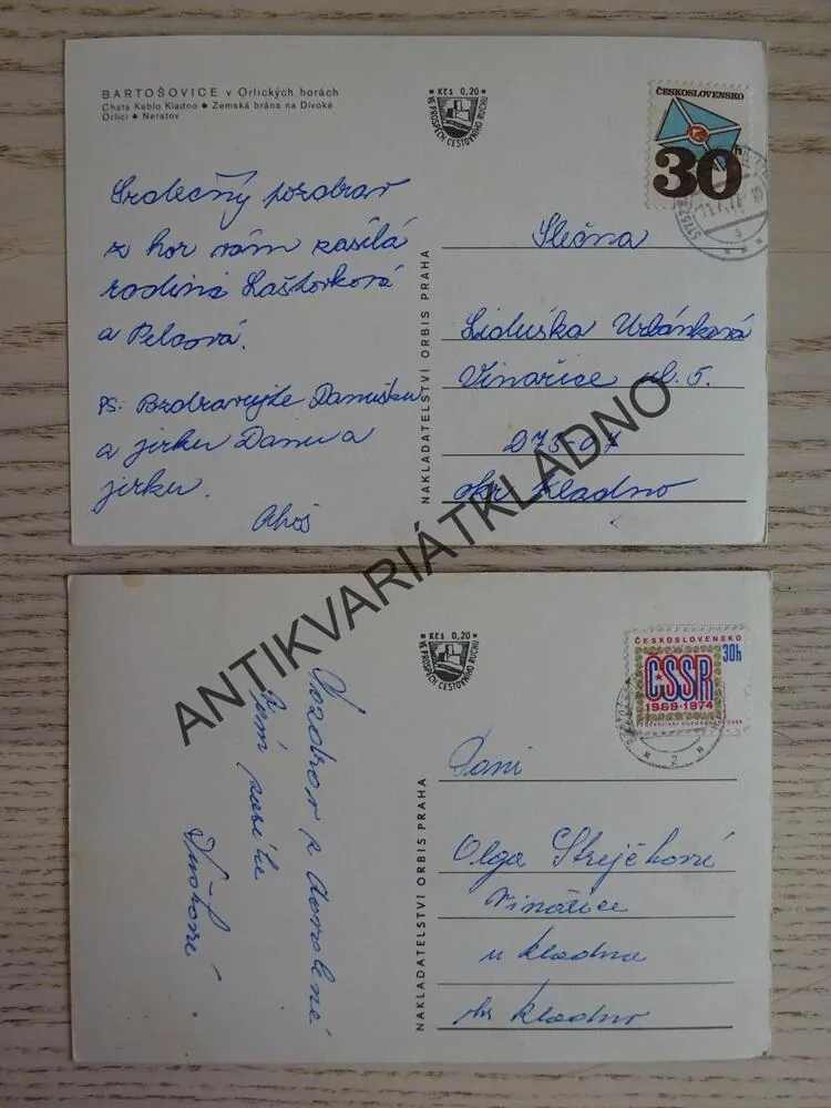 BARTOŠOVICE V ORLICKÝCH HORÁCH, ZEMSKÁ BRÁNA, CHATA NA ČIHÁKU, ORLICKÁ CHATA, OKRES RYCHNOV NAD KNĚŽNOU, 2 KUSY