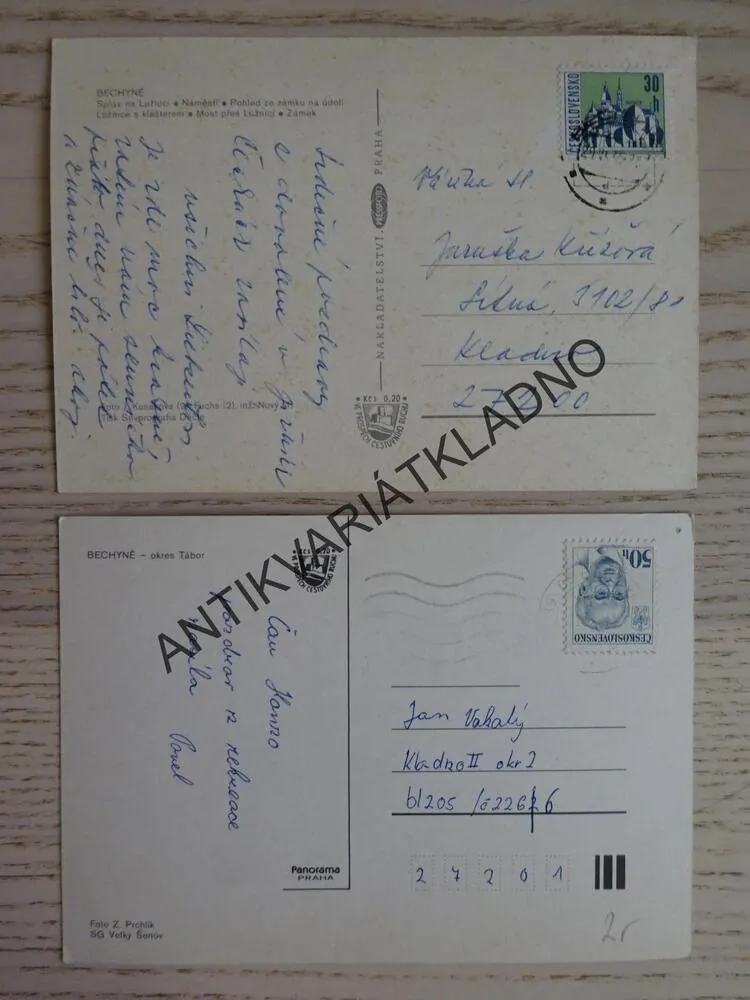 BECHYNĚ, LÁZNĚ, ŽIDOVA STROUHA, LUŽNICE, ZÁMEK, OKRES TÁBOR, 2 KUSY