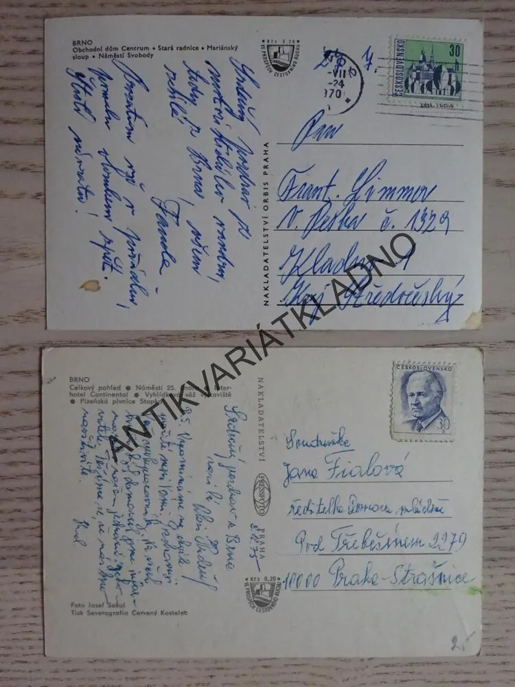 BRNO, NÁMĚSTÍ, MARIÁNSKÝ SLOUP, 2 KUSY