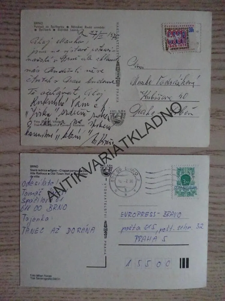 BRNO, STARÁ RADNICE, ŠPILBERK, NÁMĚSTÍ, 2 KUSY