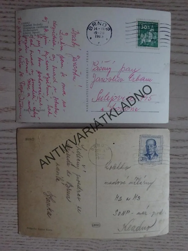 BRNO, NÁMĚSTÍ, CELKOVÝ POHLED, 2 KUSY