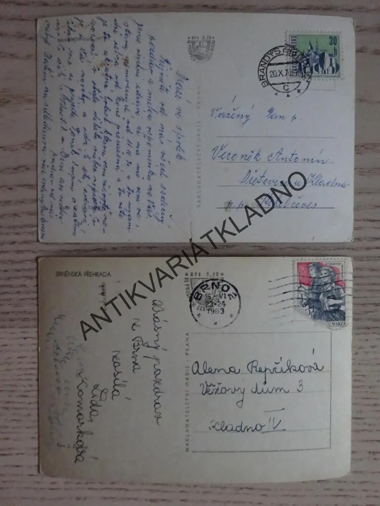 BRNO, BRNĚNSKÁ PŘEHRADA, BRANDÝS NAD ORLICÍ, 2 KUSY