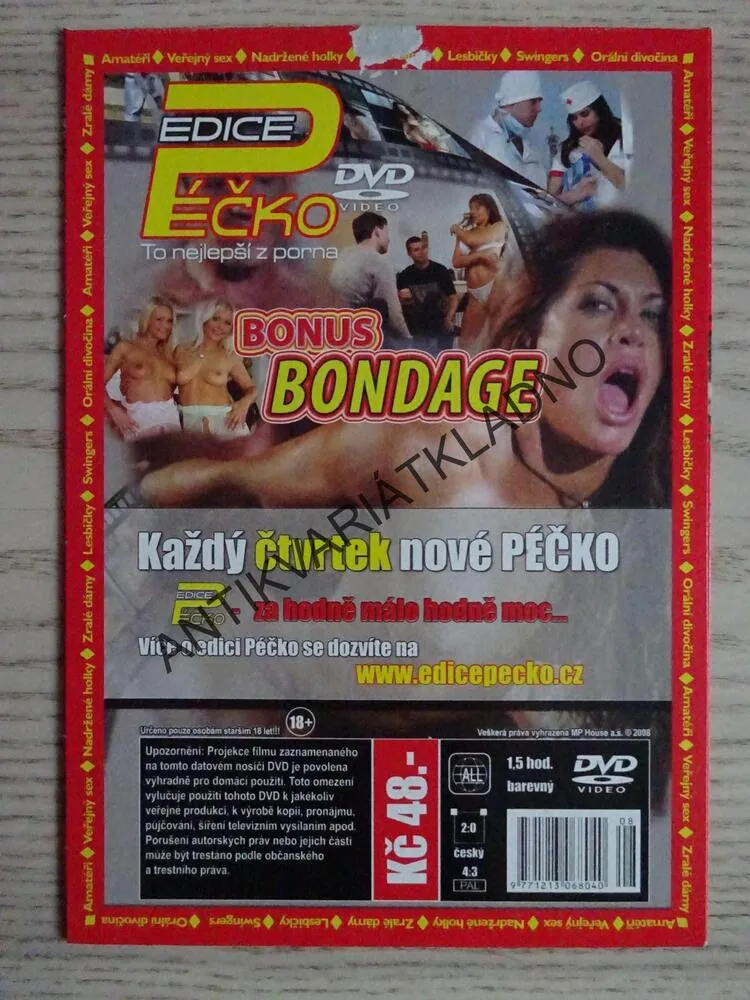 EDICE PÉČKO 8., TO NEJLEPŠÍ Z PORNA, BONUS BONDAGE, DVD FILM