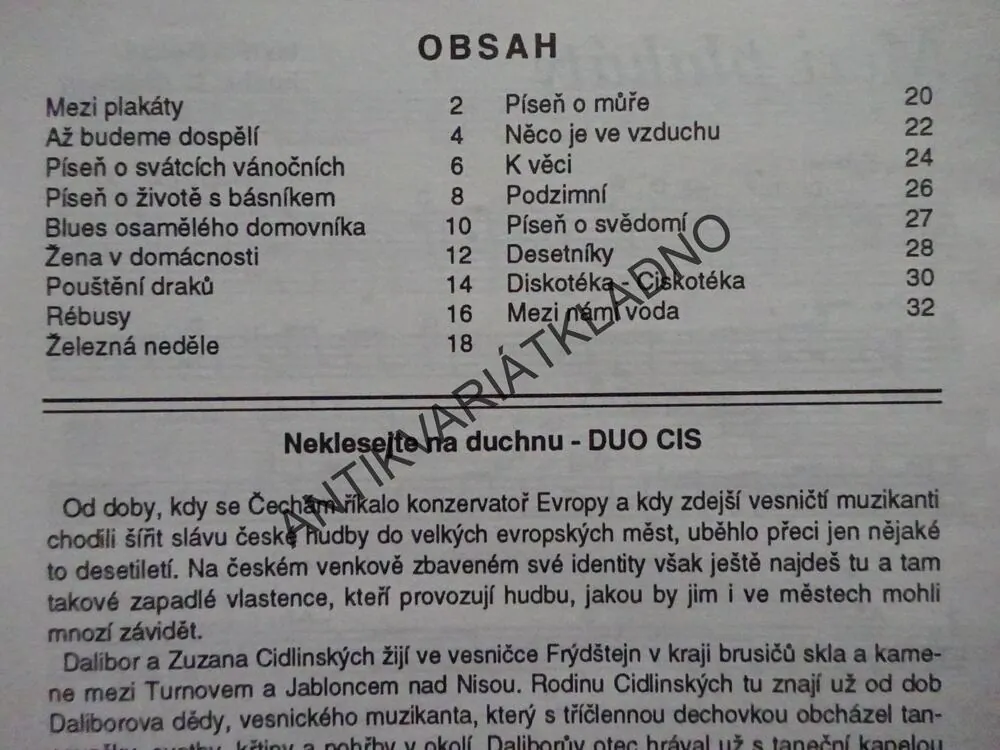 A JE ZASE POHODA 7, DUO CIS I., ZPĚVNÍK, NOTY, TEXTY