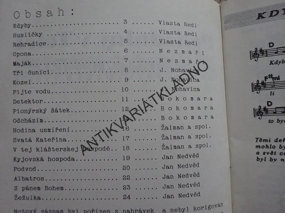 PRÁZDNINY V TELČI 1992, ZPĚVNÍK, NOTY, TEXTY