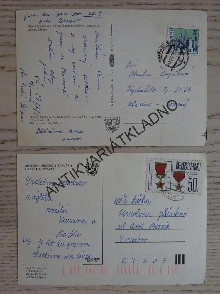 HRADY A ZÁMKY ČESKOLIPSKA, SKALNÍ HRAD SLOUP, BEZDĚZ, ZÁKUPY, LEMBERK, OKRES ČESKÁ LÍPA, 2 KUSY