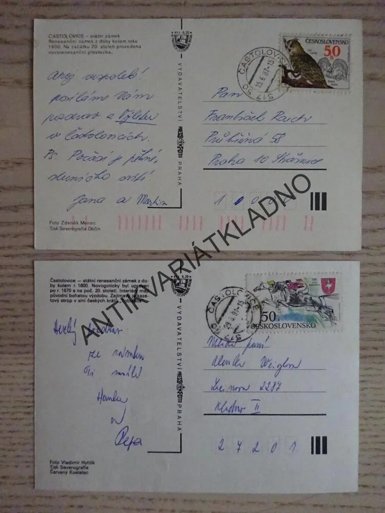 ČASTOLOVICE, ZÁMEK, OKRES RYCHNOV NAD KNĚŽNOU, 2 KUSY
