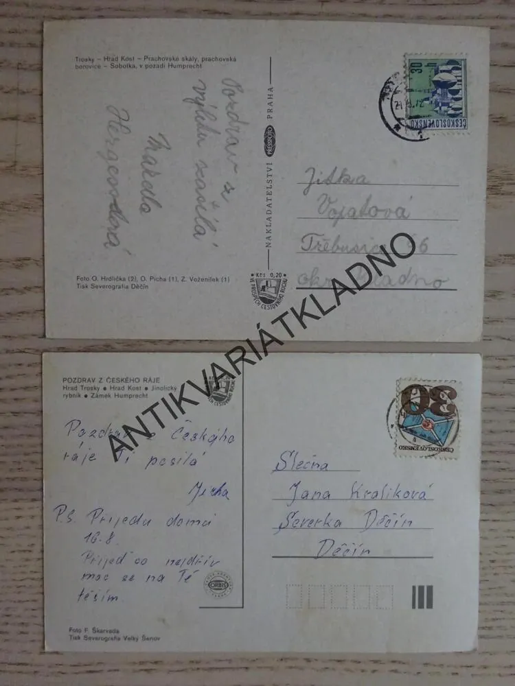 ČESKÝ RÁJ, TROSKY, KOST, 2 KUSY