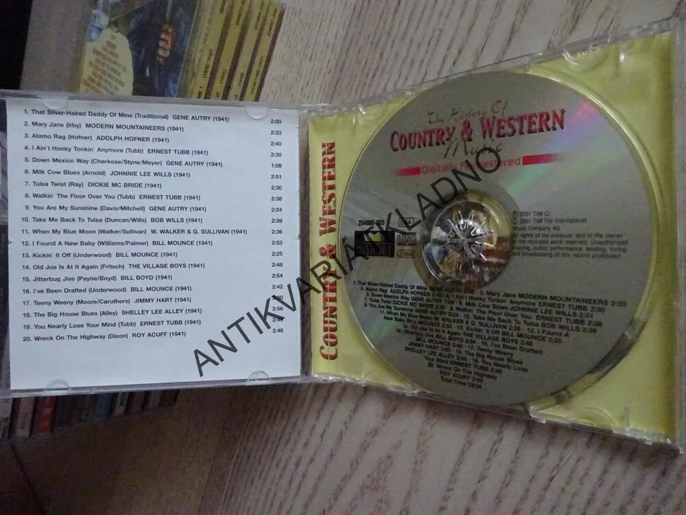 THE HISTORY OF COUNTRY AND WESTERN MUSIC, 8., CD HUDBA