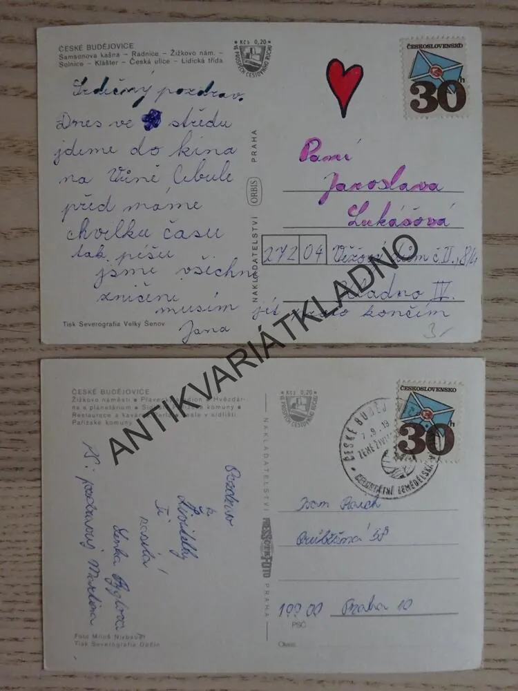 ČESKÉ BUDĚJOVICE, SAMSONOVA KAŠNA, ŽIŽKOVO NÁMĚSTÍ, 2 KUSY