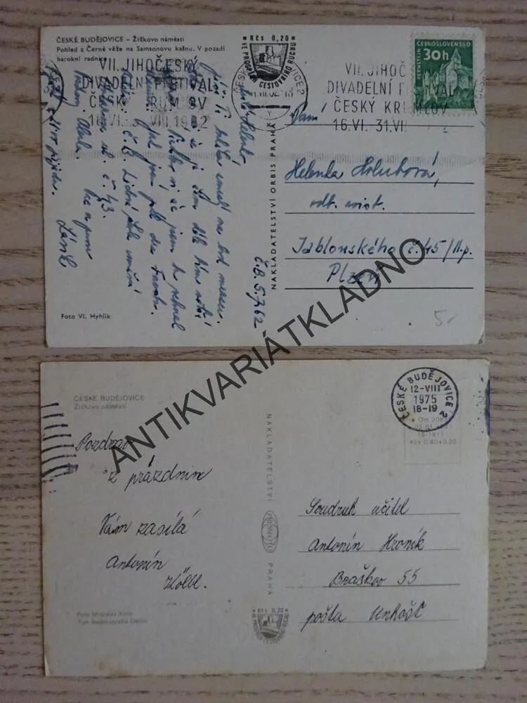 ČESKÉ BUDĚJOVICE, ŽIŽKOVO NÁMĚSTÍ, 2 KUSY