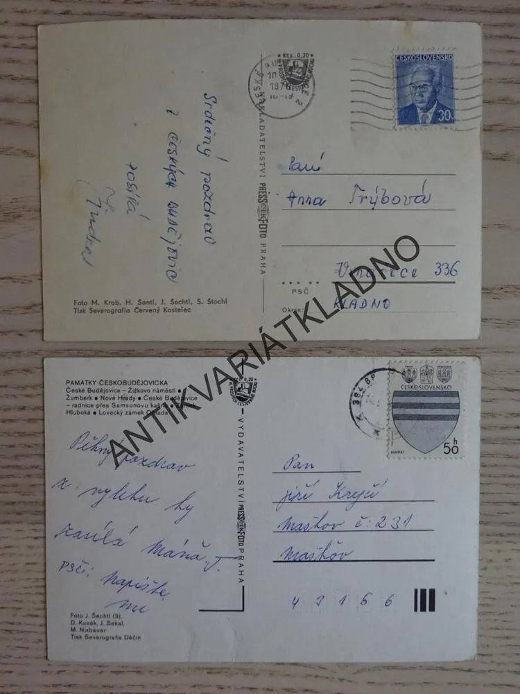 ČESKÉ BUDĚJOVICE, ČESKOBUDĚJOVICKO, TÝN NAD VLTAVOU, BEZDREV, HLUBOKÁ, 2 KUSY