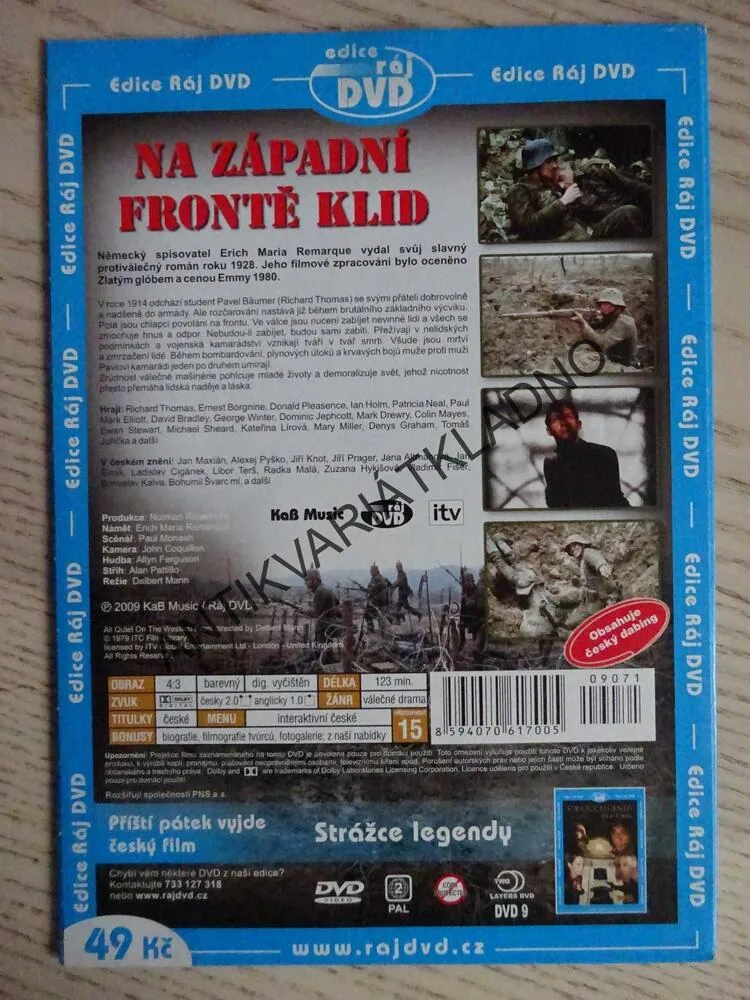 NA ZÁPADNÍ FRONTĚ KLID, DVD FILM