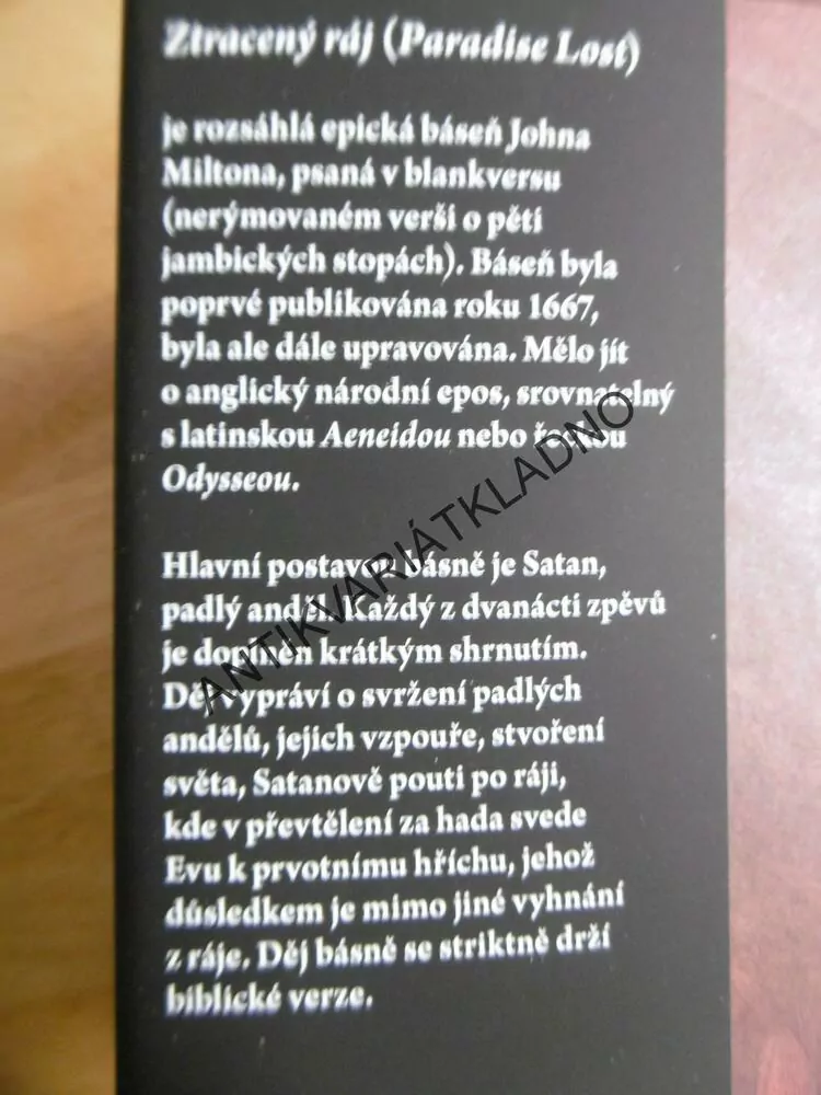 ZTRACENÝ RÁJ, JOHN MILTON