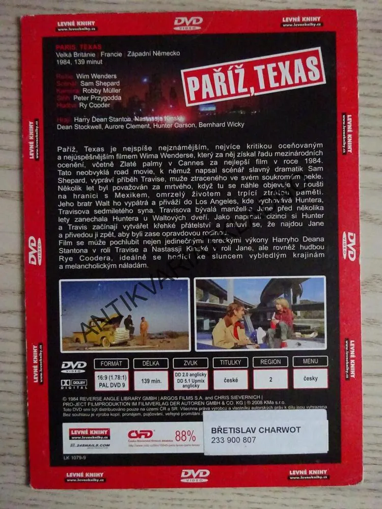 PAŘÍŽ, TEXAS, DVD FILM