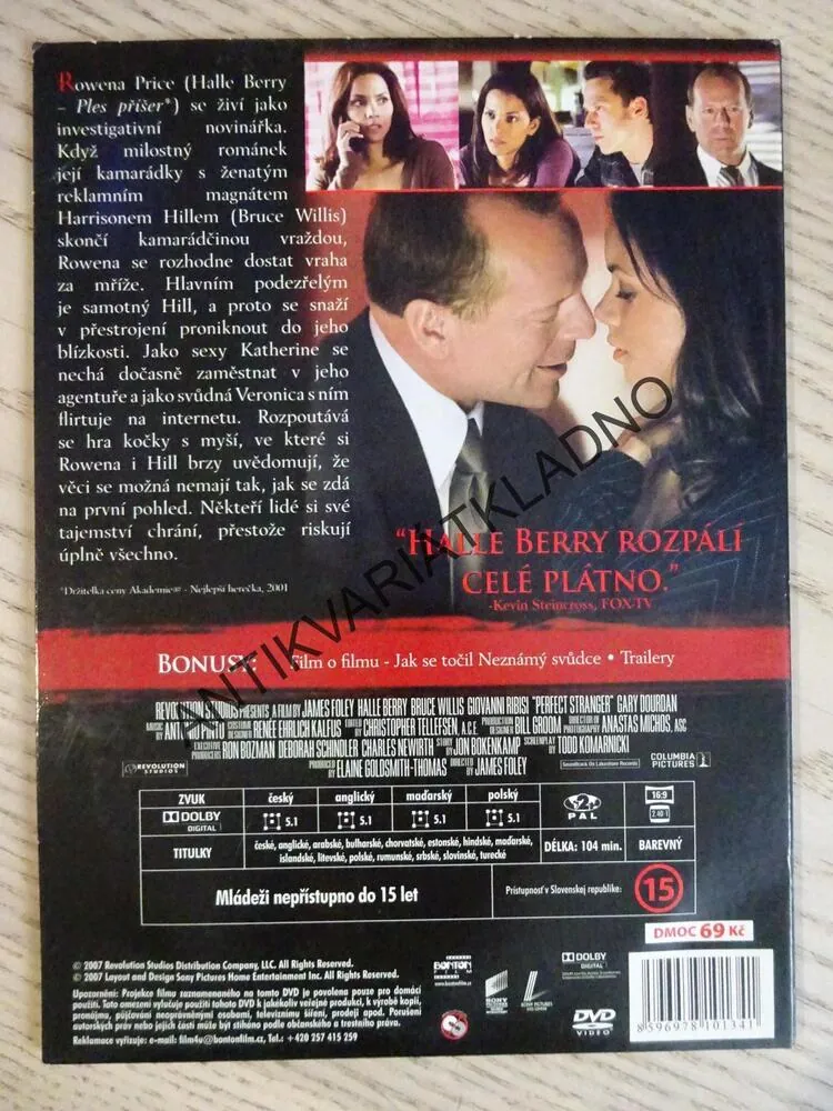 NEZNÁMÝ SVŮDCE, HALLE BERRY, BRUCE WILLIS,, DVD FILM