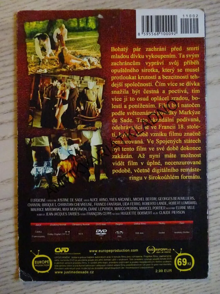 JUSTINE DE SADE, DVD FILM
