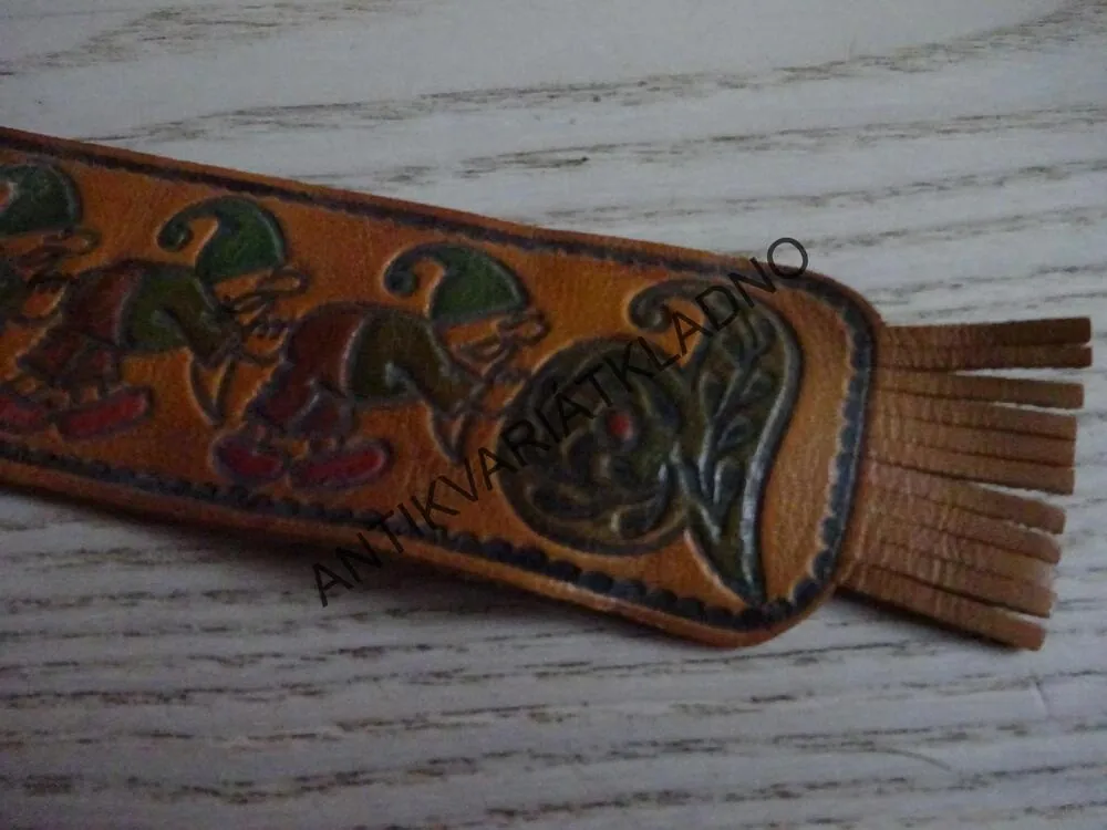 KOŽENÁ ZÁLOŽKA STARÁ RETRO 6 TRPASLÍKŮ, KŮŽE, 