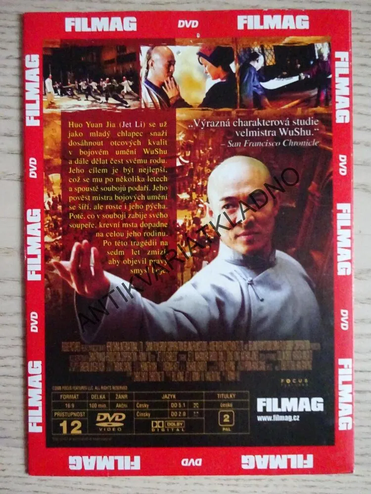 OBÁVANÝ BOJOVNÍK, JET LI, DVD FILM