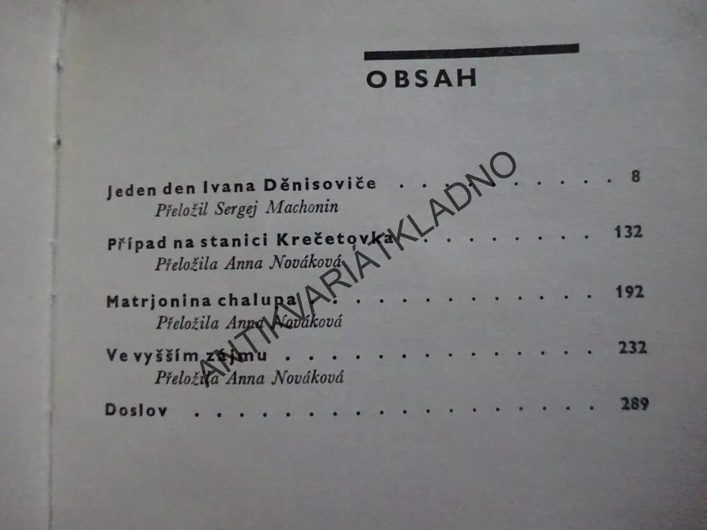 JEDEN DEN IVANA DĚNISOVIČE A JINÉ PRÓZY, ALEXANDR SOLŽENICYN, **an
