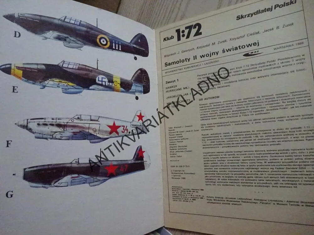 SAMOLOTY II WOJNY SWIATOVEJ, KLUB 1:72, POLSKY