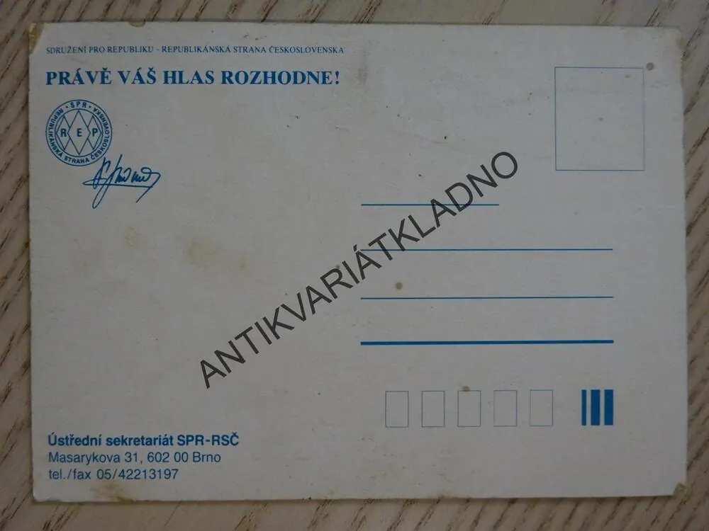 POLITIKA, SDRUŽENÍ PRO REPUBLIKU, REPUBLIKÁNSKÁ STRANA ČESKOSLOVENSKA, VOLBY