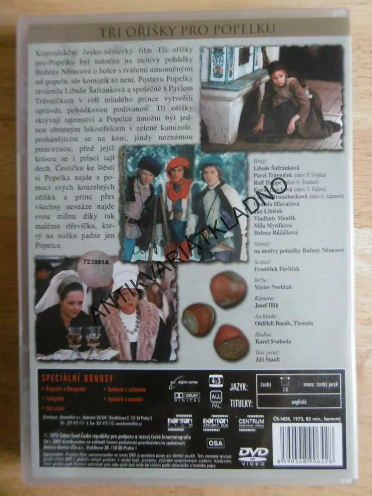 TŘI OŘÍŠKY PRO POPELKU, DVD FILM POHÁDKA